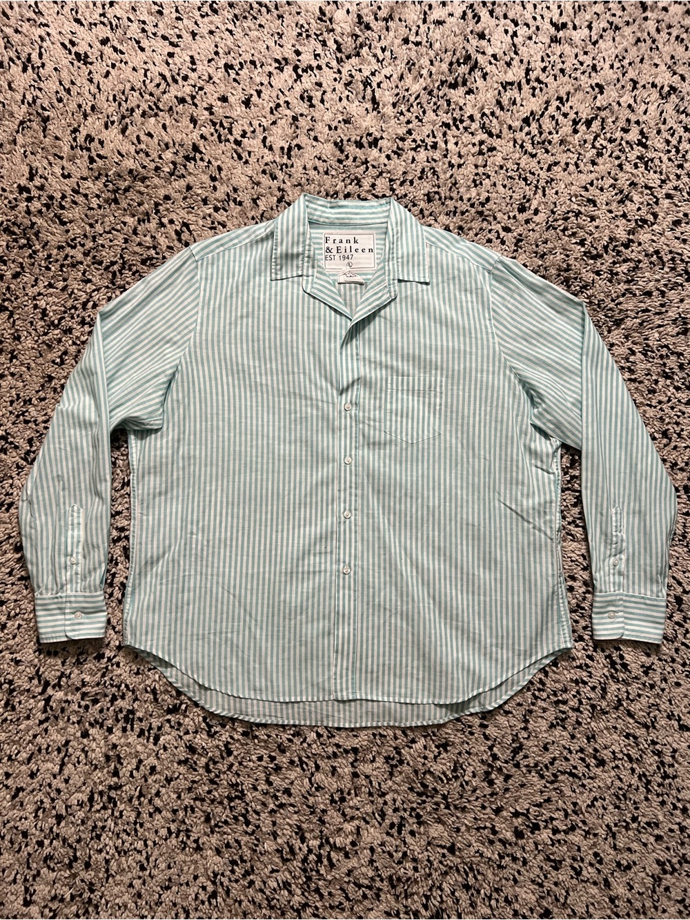 Frank & Eileen Green White Stripe Eileen 100% Cotton Shirt Button Down Sz Large